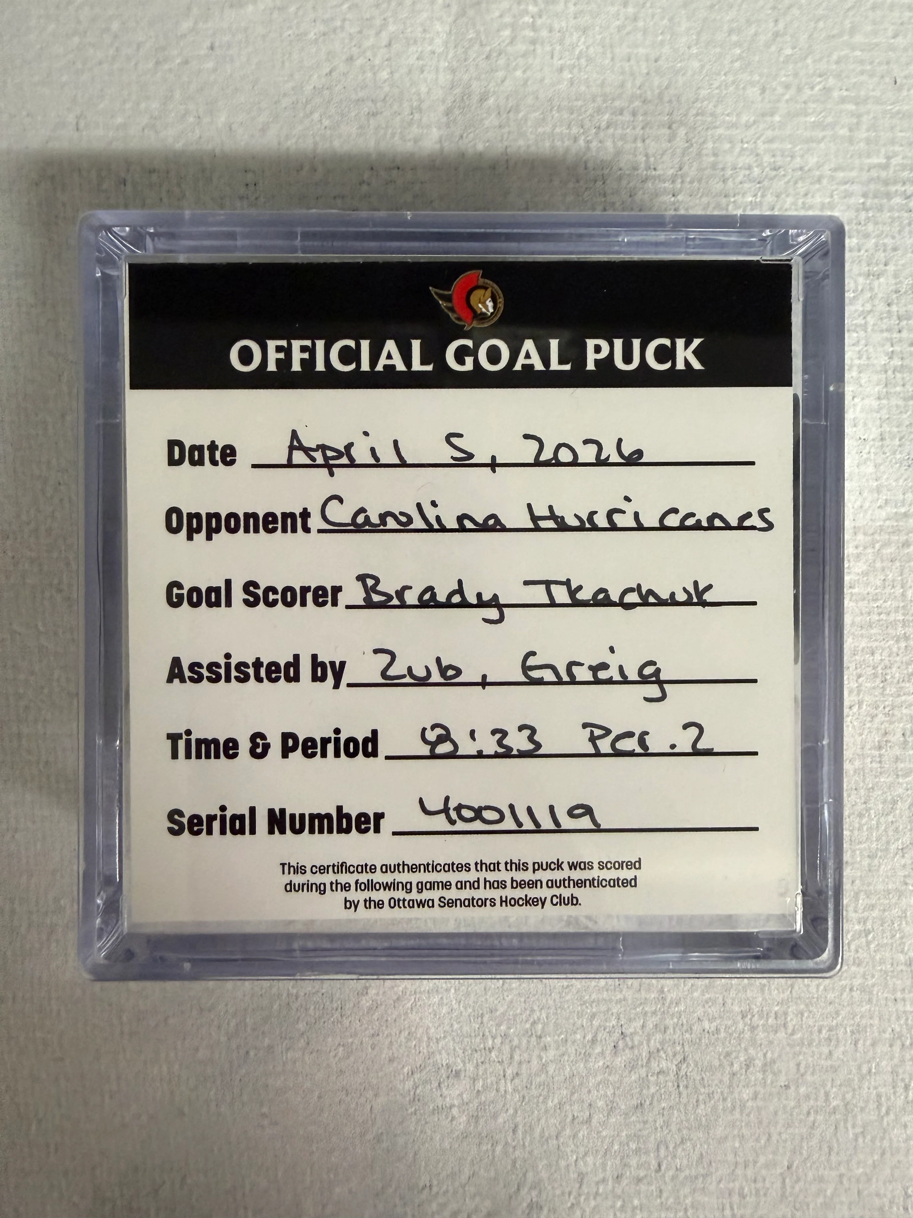 Apr 5 Brady Tkachuk