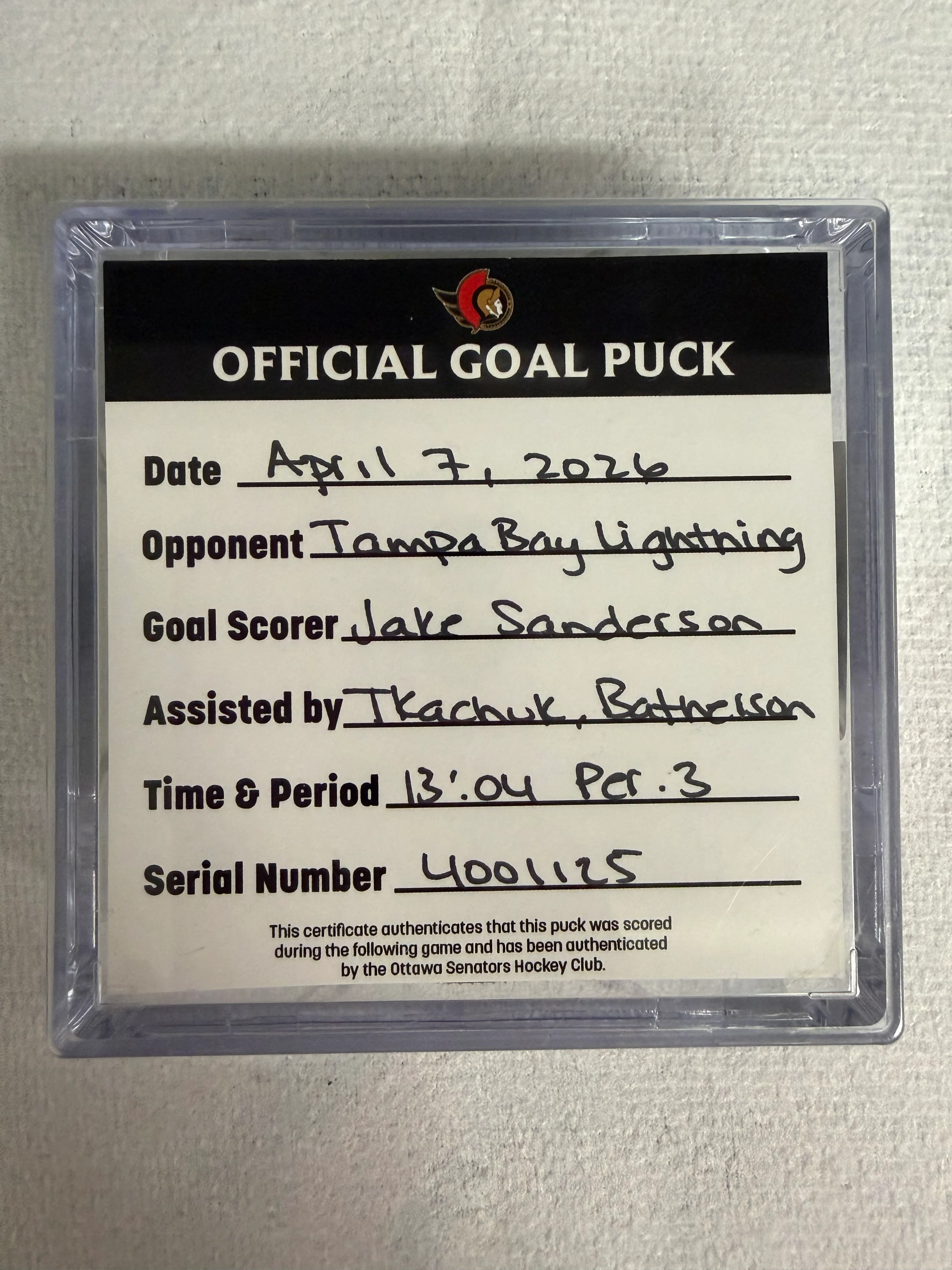 Apr 7 Jake Sanderson