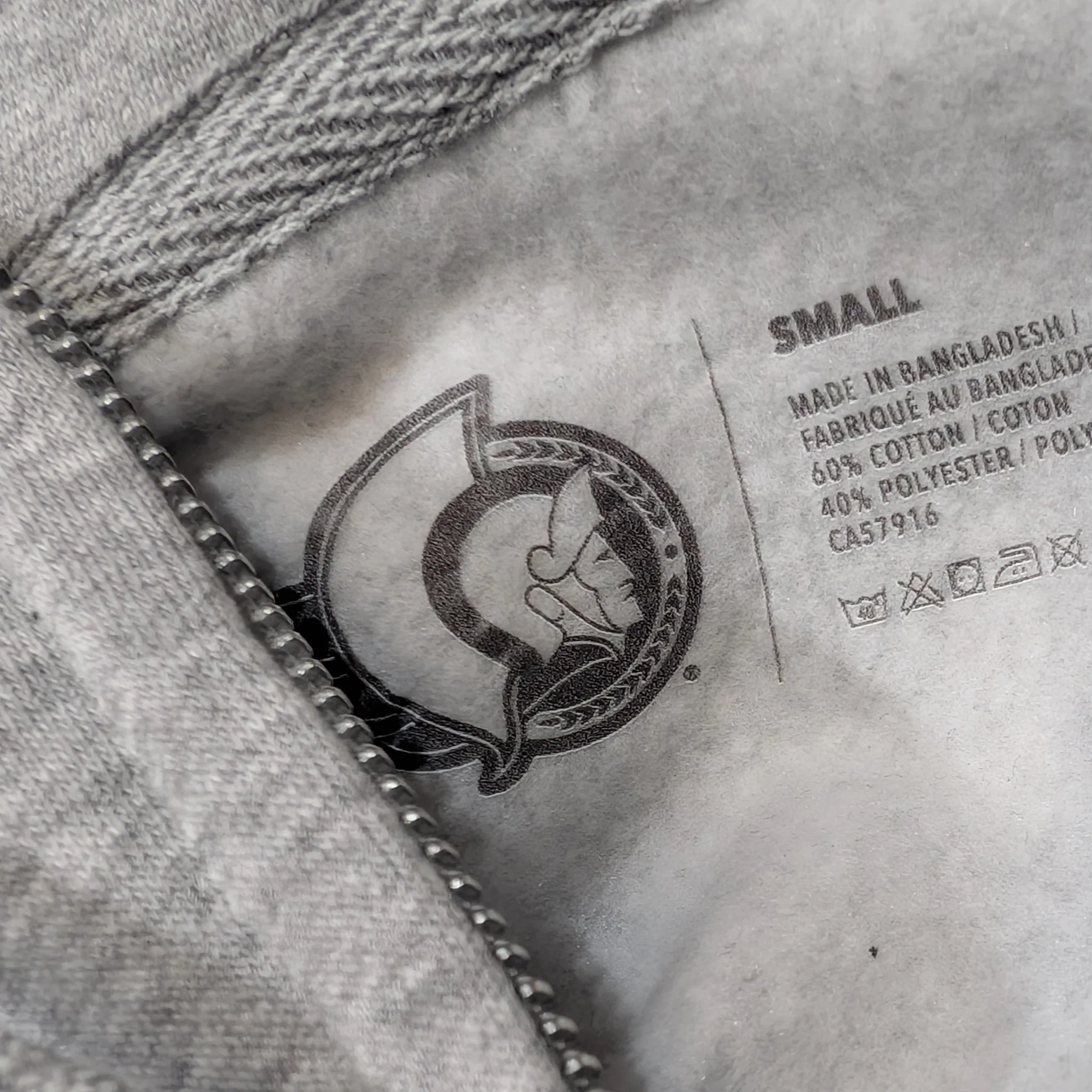 OTTAWA SENATORS CORE ALTERNATE GREY ZIP UP HOODIE - Image 4