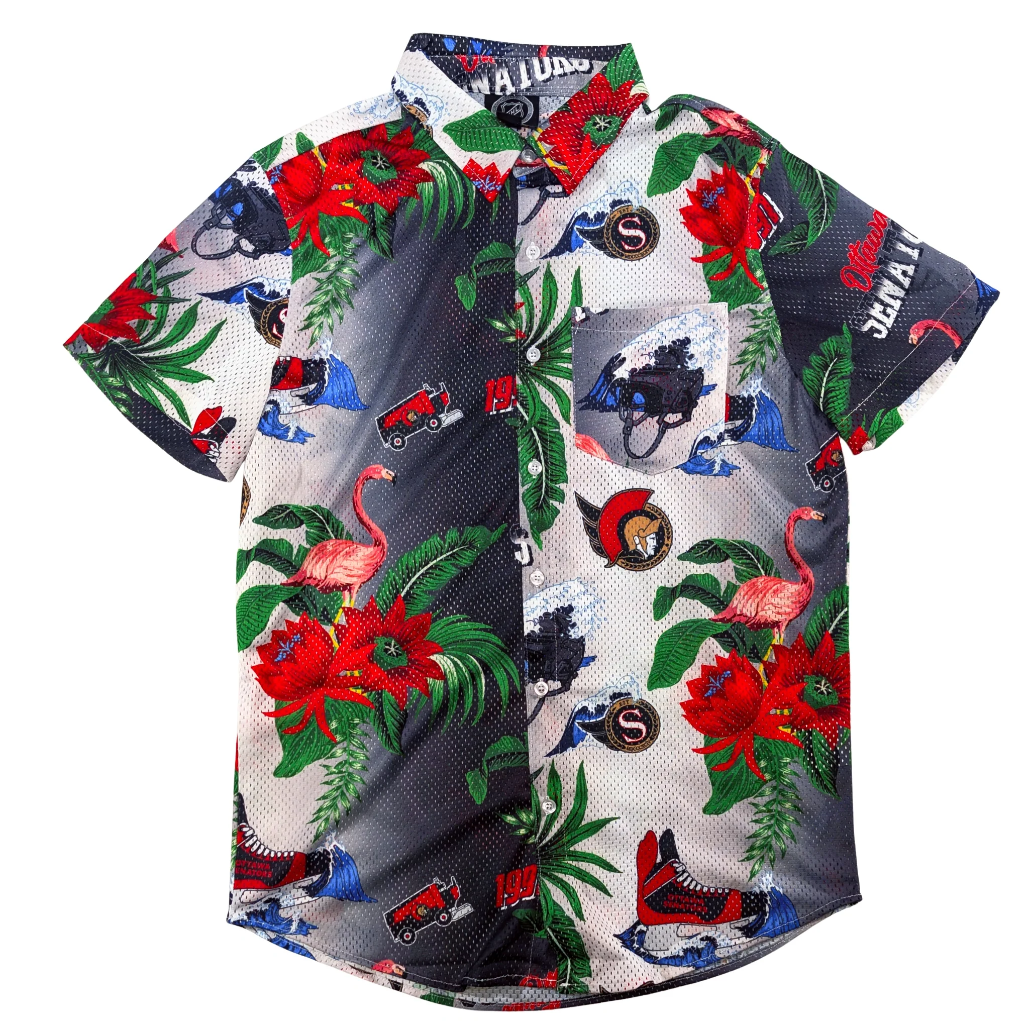 OTTAWA SENATORS FLORAL MESH BUTTON UP SHIRT