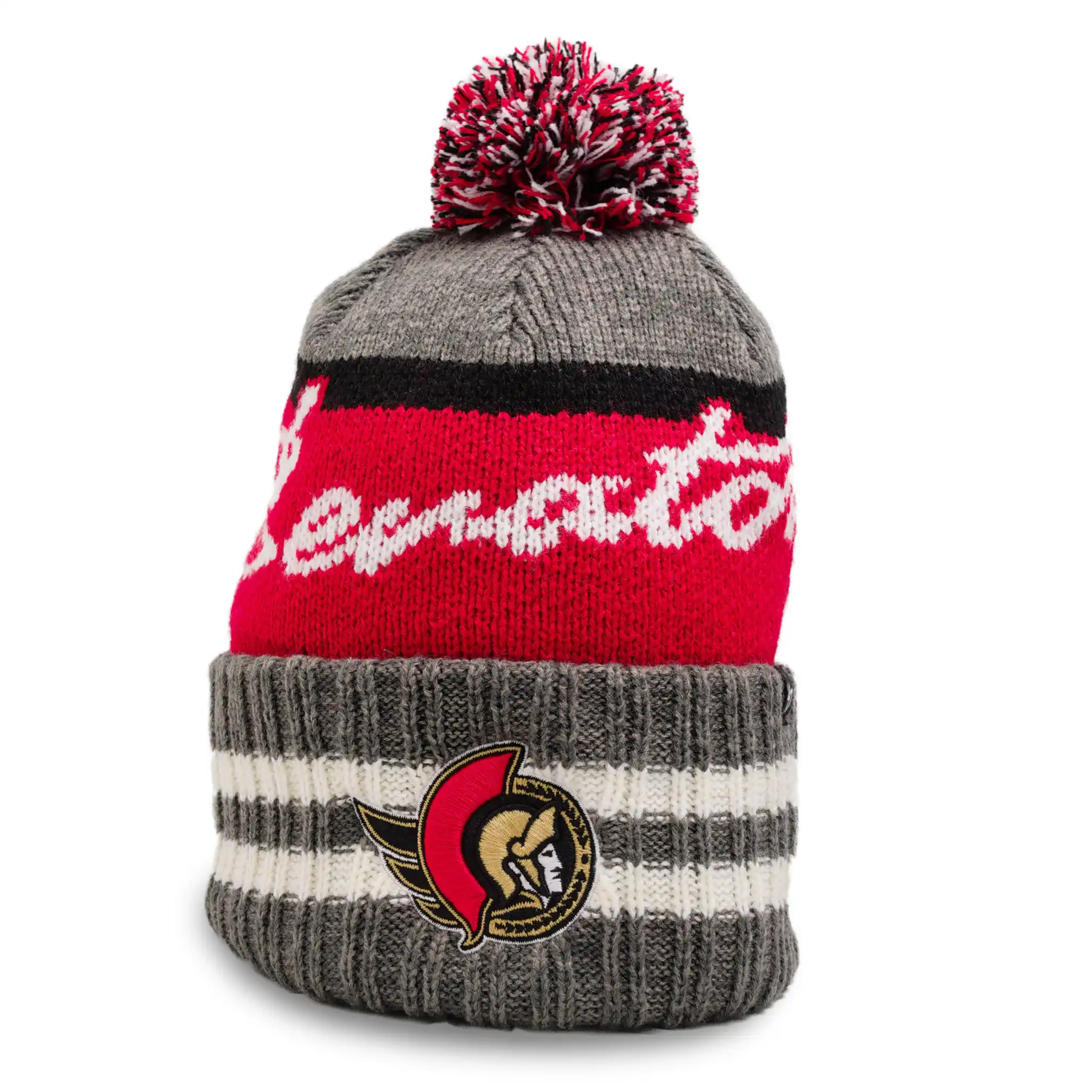 Ottawa Senators Hyperbolic Grey & Red Pom Knit Toque