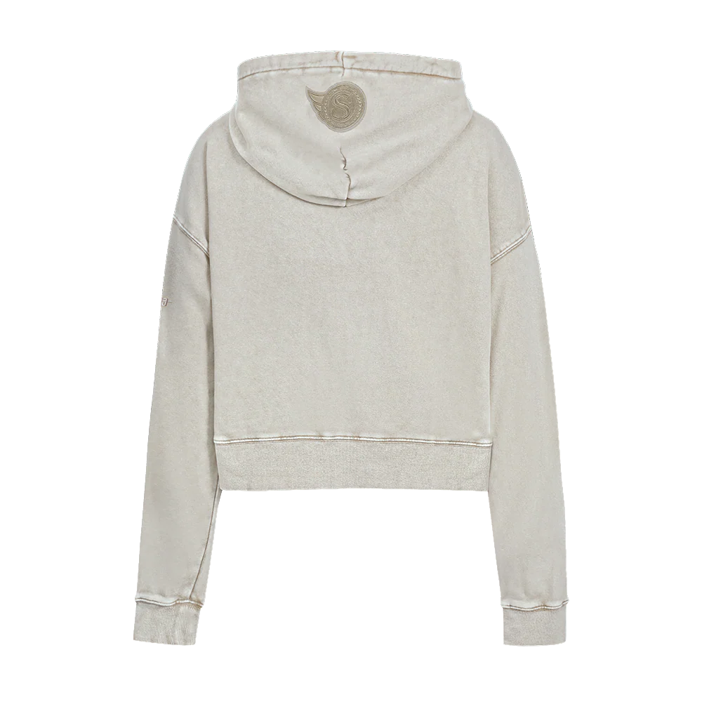 OTTAWA SENATORS WOMEN'S GREY CLASSIC ENZYME CROPPED PULLOVER HOODIE - Image 3