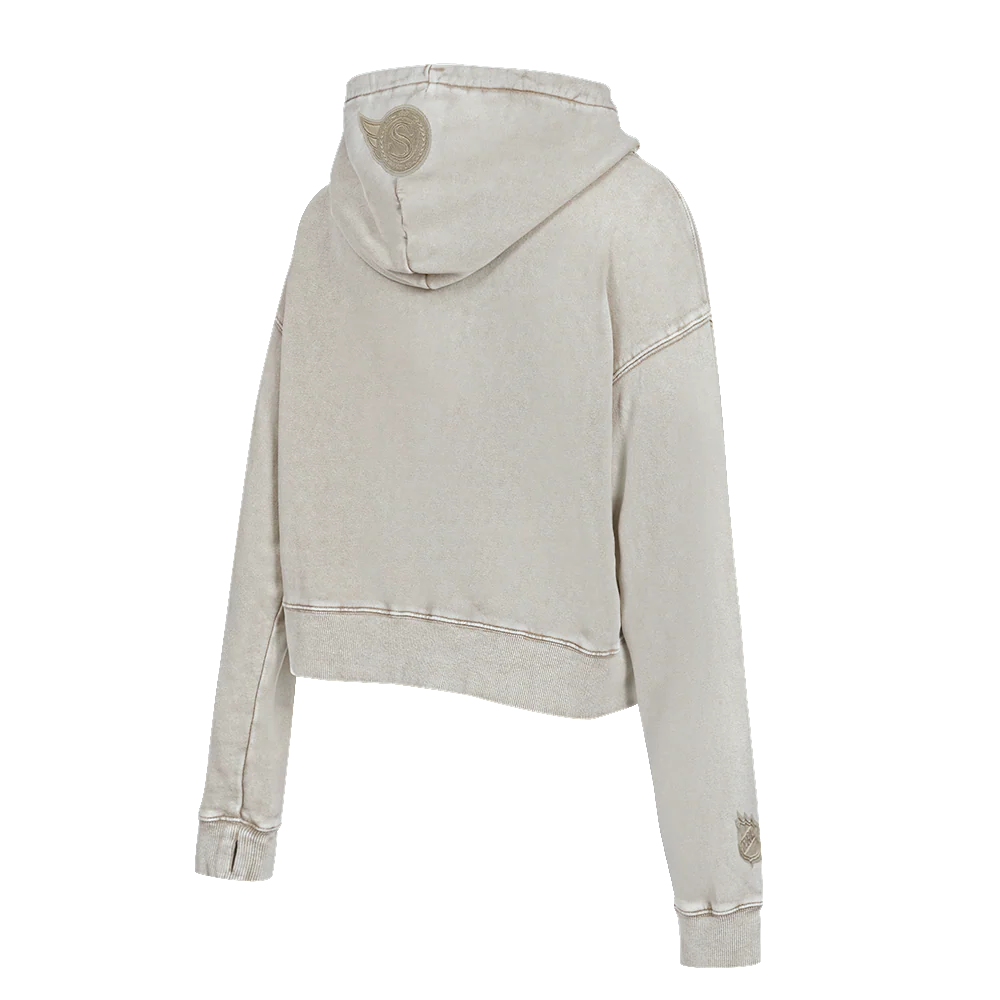 OTTAWA SENATORS WOMEN'S GREY CLASSIC ENZYME CROPPED PULLOVER HOODIE - Image 4