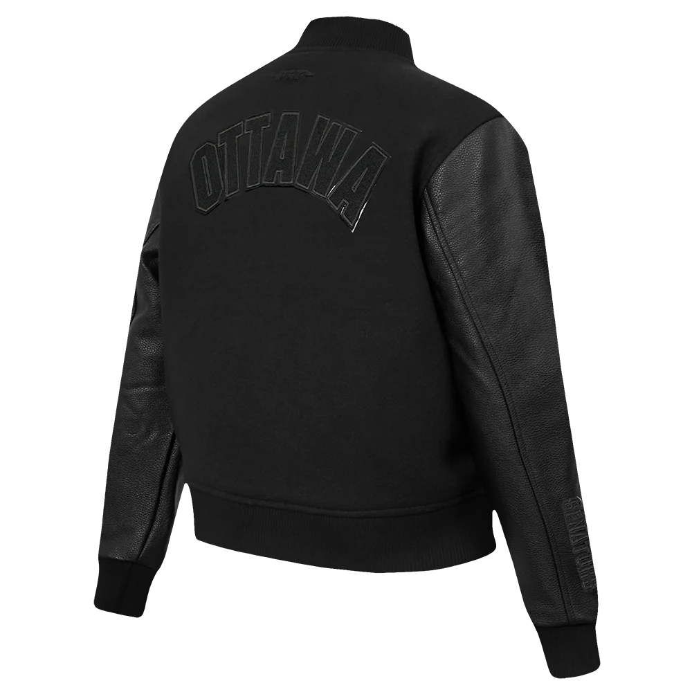 OTTAWA SENATORS WOMENS TRIPLE BLACK WOOL VARSITY JACKET - Image 4