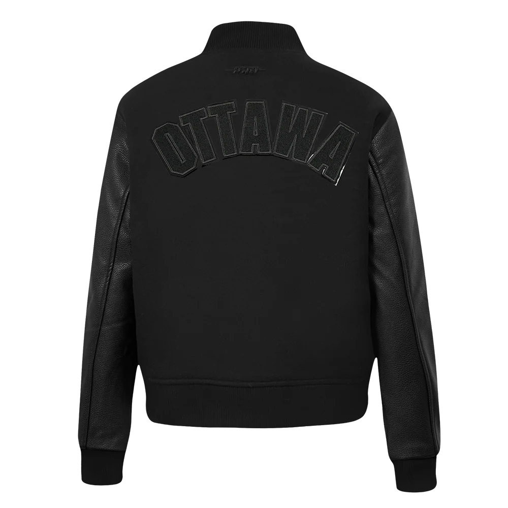 OTTAWA SENATORS WOMENS TRIPLE BLACK WOOL VARSITY JACKET - Image 5