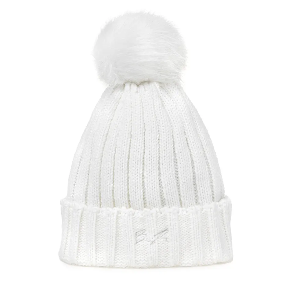 T7 White Cuffed Pom Toque - Image 2