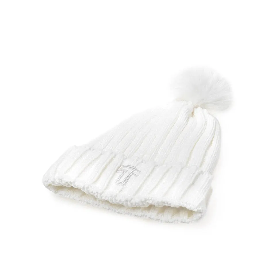 T7 White Cuffed Pom Toque - Image 3